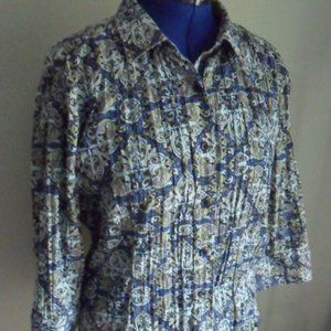 Paisley Crinkle Gauze-y Blouse 3/4 sleeve - CJ X